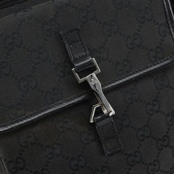 GUCCI GG Canvas Jackie Shoulder Bag Black Silver Auth - Picture 10 of 16